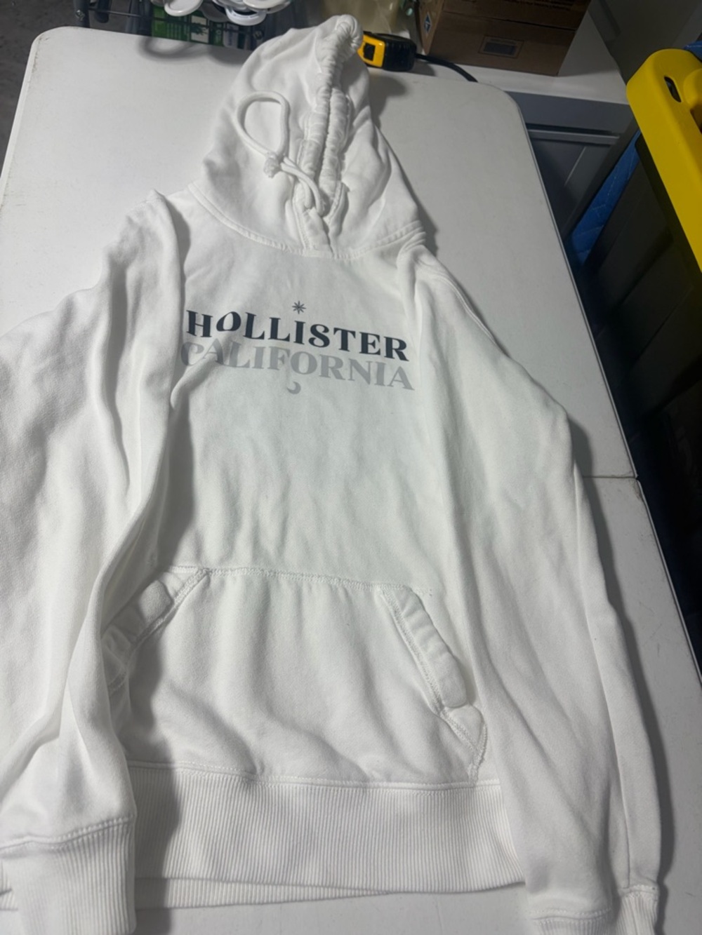 Hollister White Hooded Sweatshirt with Subtle Logo